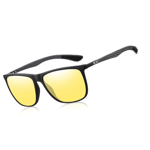 Image of HAOLOTA Polarized Sunglasses for Men Ultralight Carbon Fiber Temple,Square Sunglasses UV400 Protection for Driving /Golf
