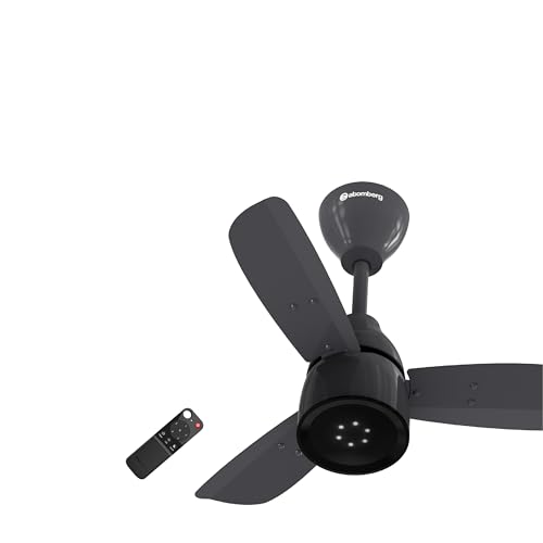 Image of atomberg Renesa Enzel 600mm BLDC Ceiling Fan with Remote | BEE 5 star | High Air Delivery | LED Speed Indicator | Low Noise | Sleek Design | Power Saving | 3 Year Warranty | Pebble Grey