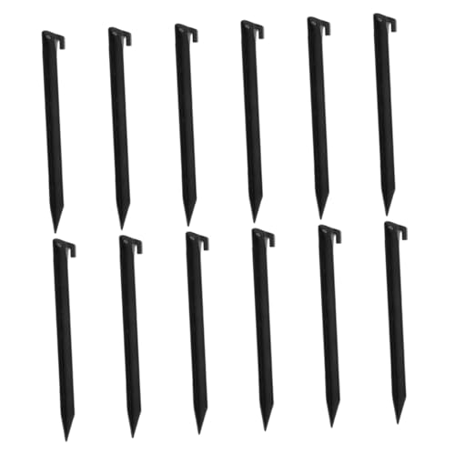 POPETPOP 12 Pcs Outdoor Tent Pegs Tents Canopy Stakes Ground Tent Stakes Heavy Duty Ground Stakes Camping Accessories Outdoor Tent Ground Nail Tent Ground Pegs Tent Poles Black Plastic