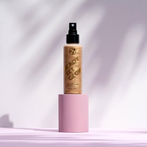 W7 Ready Set Glow Trio - 3 Piece Set - Makeup Setting Spray - Shimmer Finish - Long-Lasting, Ultra-Fine Formula (Rose Gold, Gold & Holo)