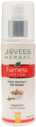 Jovees Herbal Sunscreen Fairness SPF 25 Lotion for Face | Oily & Sensitive Skin | Lightweight, Non-Greasy | UVA/UVB Protection, Prevents Tanning & Uneven Skin Tone | Sunscreen For Men/Women - 100ml