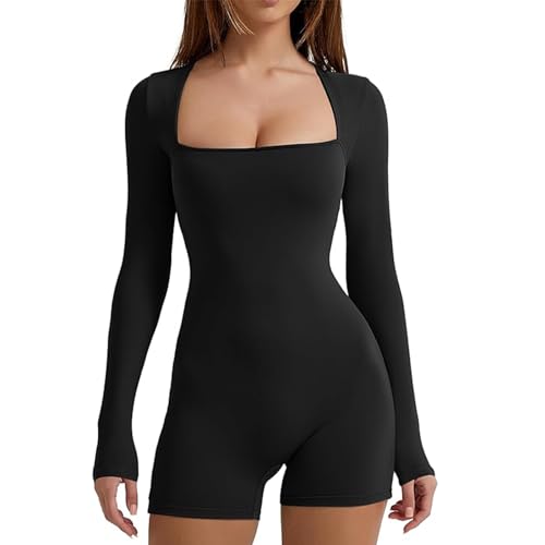 Catálogo de Monos para Mujer que puedes comprar esta semana. 42 MCNVNZ Mameluco de manga larga para mujer,Mameluco de yoga para mujer,Overol de manga larga para mujer,sujetador incorporado, cuello cuadrado,control de barriga, modelado...