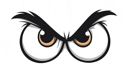Angry Eyes Cartoon Car Decal, Funny Peeking Eyes Vinyl Sticker for Car Window, Hood, Bumper, Aggressive JDM Look, Waterproof Durable Auto Accessory for Trucks, SUVs, Laptops (2Pcs) (Angry)