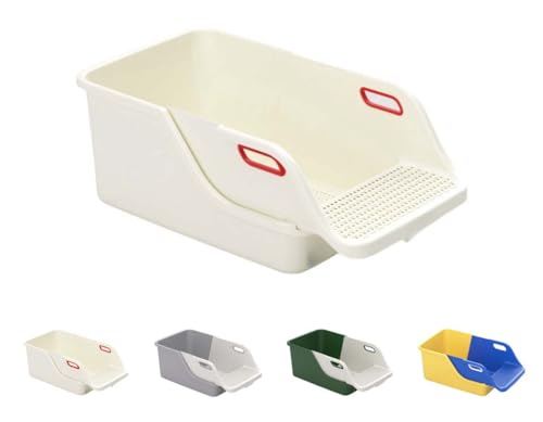 Gtzbciv猫トイレ 多頭飼い 猫用 トイレ本体 ハーフカバー ワイドサイズ オープンタイプ スコップ付き キャットトイレ ハーフカバー 可愛い 砂飛び散り防止 清潔トイレ用 深型 ネコトイレ ペット用品 水洗い (ホワイト)