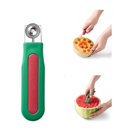 Chef'n Watermelon Scooper and Slicer - 2-in-1 Fruit Scooping Tool and Melon Baller Set for Quick Watermelon Cubes, Fruit Prep, and Summer Snacking - Nesting Kitchen Essentials