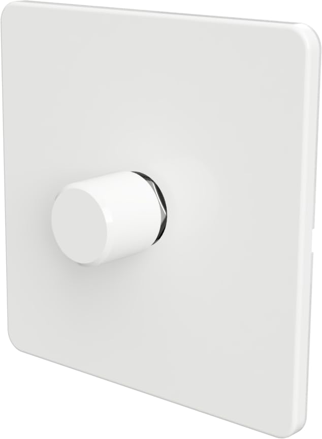 LED Dimmer Switch [Plastic Knob/Plastic faceplate] 2-way Rotary Push On/Off for Dimmable LED and Halogen Lights, minimum brightness adjustable - White 1-Gang — image 1
