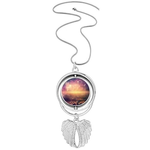Collier bijoux ailes d'ange rotatif au design cosmique et finitions premium