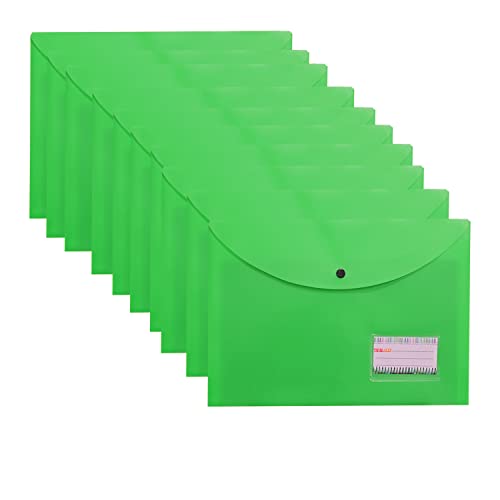 Image of True-Ally 5 pcs Bright Color Envelope Folder, Poly-Plastic A4 Documents File Storage Bag with Snap Button Certificate File Holder Document Folder for Certificates (Green)