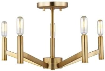Generation Lighting 7724305EN-848 Vector-5 Light Semi-Flush Mount, Finish Color: Satin Brass, Lamping Type: LED