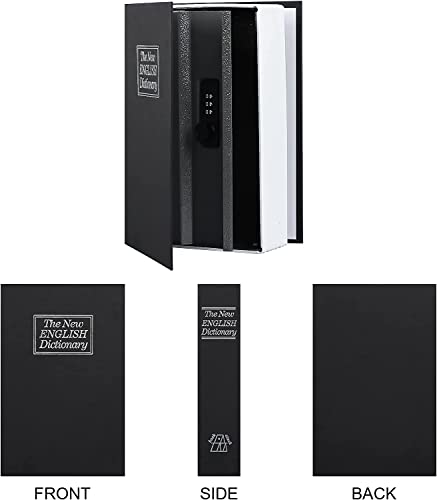 Alloy Steel Book Safe with Combination Lock, Dictionary Diversion Book Safe, Portable Safe Box, Great for Storing Cash, Jewellery, Kids, Money and Diamond ring Etc (Small- 18*11.5*5.5 Cm, Black)