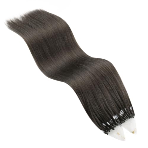 Image of YoungSee Micro Loop Hair Extensions Real Human Hair Mocha Brown Micro Ring Hair Extensions Human Hair Ash Brown Micro-Beads Hair Extension 22 Inch 50 Strands 57g for Weddings