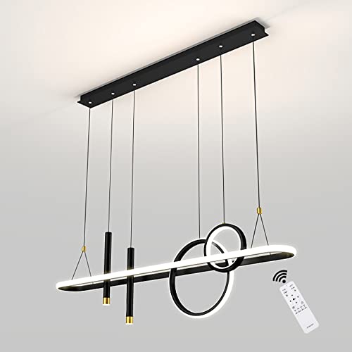 Lámparas Colgantes, Lámpara de Araña LED Moderna Regulable con Focos, Lámpara Colgante Lineal Ajustable, LED Modernas Iluminación colgante Focos para Cocina Comedor Sala de Estar Luz, 100CM, Negro Cover