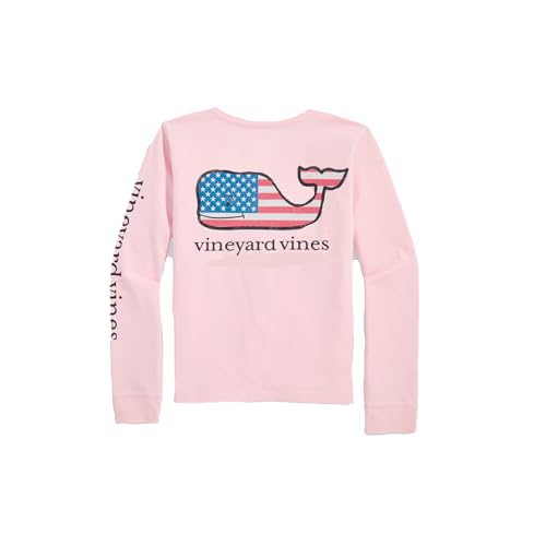 Image of vineyard vines Girl's Flag Whale Long-Sleeve Pocket Tee