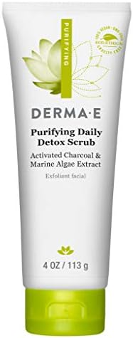 DERMA E Purifying Daily Facial Detox Scrub with Activated Charcoal and Seaweed Extract –Exfoliating Face Scrub Cleanses, Smooths and Brightens, 4oz