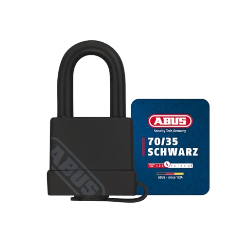 ABUS Vorhängeschloss Messing 70/35 - wetterfest - Messing-Schlosskörper - schlagzähe Kunststoffummantelung - ABUS-Sicherheitslevel 4 - Schwarz