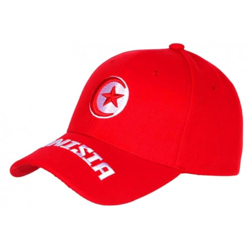 Nyls Création Casquette Tunisie Rouge et Blanche Drapeau Tunisien Baseball - Taille Unique - Rouge