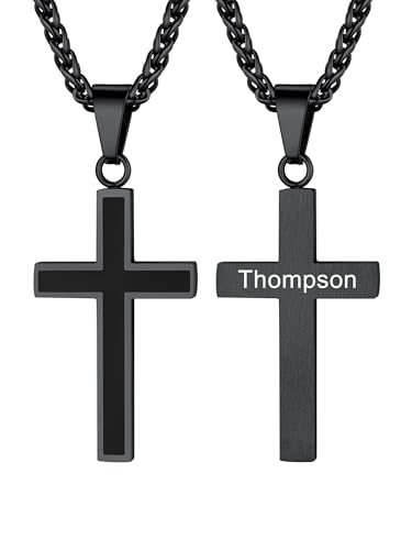 Image of U7 Cross Necklace for Men, Stainless Steel Silver Black Gold Mens Cross Necklace, 22-24 Inches
