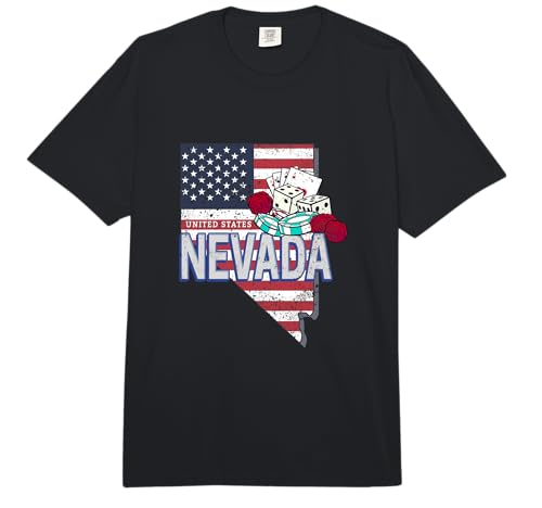 Image of Nevada in United States with Map Vintage USA Souvenir Comfort Colors Adult Heavyweight T-Shirt