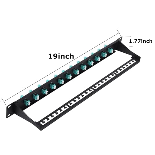 Panneau de brassage 1U avec 12 adaptateurs LC OM3 multimode pour rack 19 pouces - 5