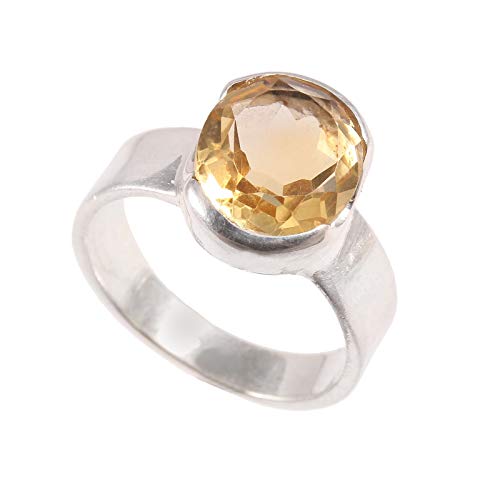Bague en argent 925 et citrine véritable éclatante sertie main