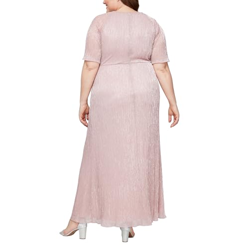 Image of S.L. Fashions Women's Long A-line Mother of The Bride Dress with Ruched Waist (Plus Size)