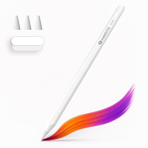 Image of Amkette iPad Pencil Stylus | Premium Stylus Pen with Palm Rejection, Tilt Sensitivity, Magnetic Attachment & Type-C Charging, Sleek Aluminium Build, Compatible with iPad (2021 & Later)(White)