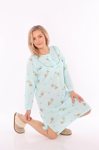 Schuerzenfabrik - Chemise de nuit à manches courtes pour femme, bleue, rose, violet, orange avec boutonnière, M – vue 3