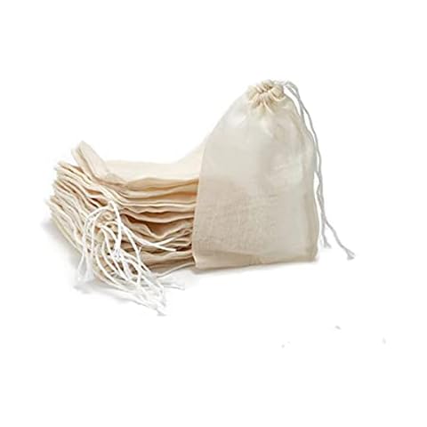 RUITASA Muslin Drawstring Bags, 25PCS Muslin Bag, Sachet Bag, Natural Cotton Bags, Reusable Drawstring Soup Bags for Teas, Crafts, Spices, Soaps, Jewellery, Parties, Wedding Favors and Home Decor Cover