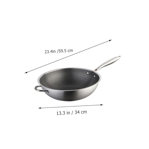 Wok de acero inoxidable con doble mango, antiadherente miniatura 2