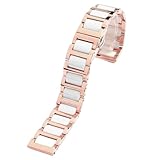 WBDWWTD Quick Release Ceramic Stainless Steel Women Watch Strap For Any Brand Metal watchband Bracelet 12 14mm 16mm 18mm Rose Gold White