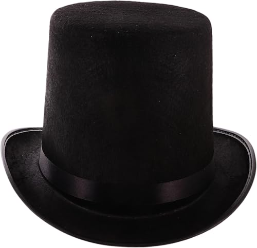 QIXIAMO Fashion Black Top Hat Magician s for Magician Costume Theatrical Plays Musicals Flat Dome Hats Adult Kids