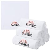 Hahafelt Basketball Towels for Sweat 13.8 x 13.8 Inch Sports Teams Gifts Sport Towels for Sweat Microfiber Hand Towel Cotton for Boys Party Favors Team Gift(White,6 Pcs)