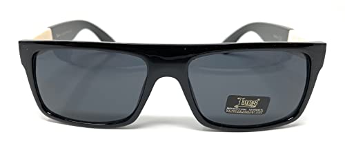 Locs 91156 Black Sunglasses | Authentic Gangster Squared Flat Top Ivory Arms Shades2