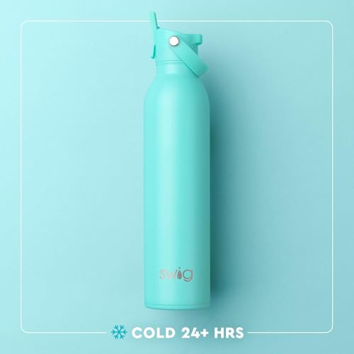 Swig Life 26oz Insulated Water Bottle, Travel Water Bottle with Straw and Lid, Cup Holder Friendly Bottles, Stainless Steel 26 oz Tumbler, Reusable Lid (Blue Lagoon) - Thumbnail 3