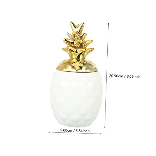 Ananas en céramique décoratif pot de rangement bijoux blanc