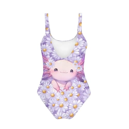 Image of One Piece Bathing Suit for Teen Girls Comfy Crewneck Backless Bathing Suit