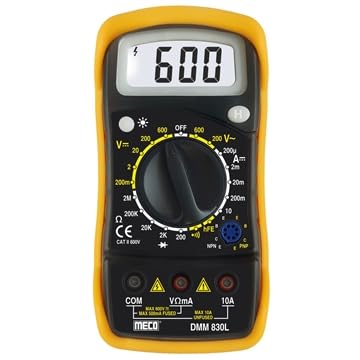 MECO DMM 830L Digital Multimeter, Yellow and Black, LCD Display, Voltage Current Resistance Tester By NAAFIE