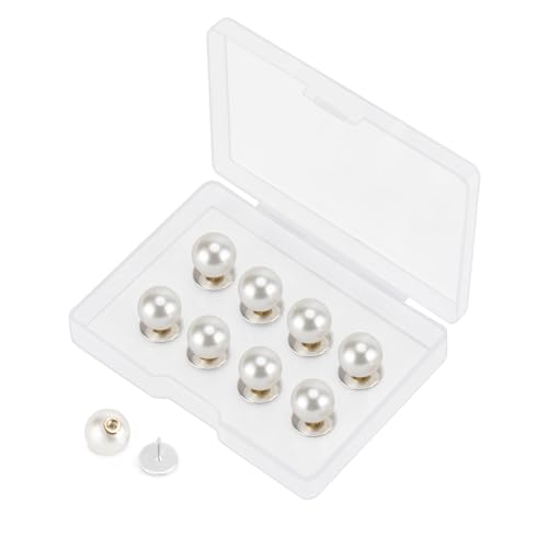 ZENGLU 8 Sets 10mm No-sew Pearl Buttons, Detachable Reusable Pins, Fixed Brooches, DIY Sweater Buttons, Woolen Sweaterspearl Button Set, for Women (Pearl, 10mm)