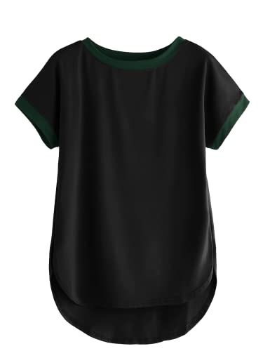 Image of Fabricorn Women's Short Sleeve Up and Down T-Shirt with Black Colour Rib