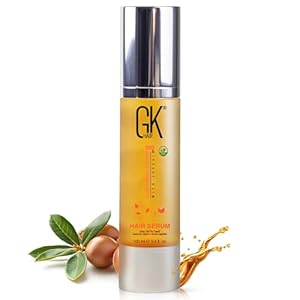 GK HAIR Keratin 100% Organic Argan Oil Anti Frizz Hair Serum Styling Smoothing Strengthening Hydrating Nourishing Heat Protection Shine Frizz Control Dry Damage Hair Repair- 100ml
