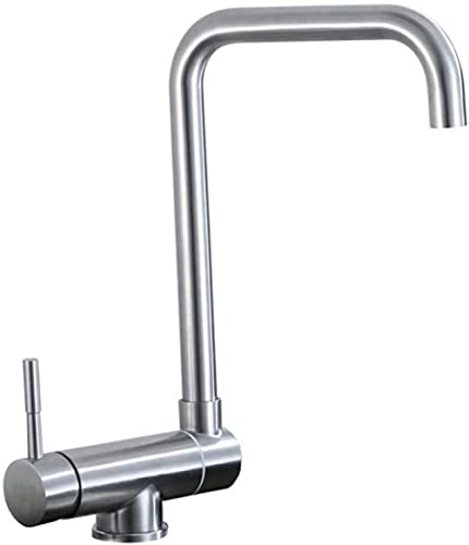Grifo de cocina para ventana, plegable, ventana de apertura interior, acero inoxidable, grifo de agua fría y caliente, plegable, giratorio, de un solo agujero,