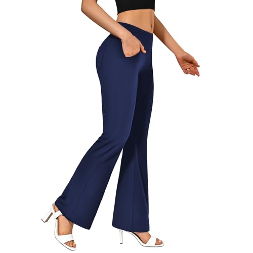CADITEX Flare Leggings for Women with Pockets Bootcut Yoga Pants Navy XS