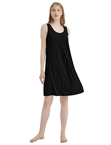 Image of GYS Cooling Bamboo Viscose Nightgowns for Women, Lightweight Sleeveless V Neck Sleep Shirt for Hot Sleepers, Soft Night dress