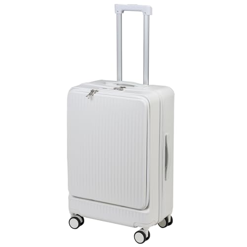 24 IN Luggage Suitcase Top Opening Aluminum Frame Tsa Luggage Hard Shell Suitcases with Wheels for Travel Woman Men, with Cup Holder & USB Type-C Charging Port & Phone Stand 24Inch