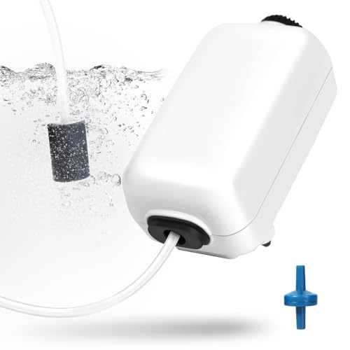 AQUANEAT Aquarium Air Pump, 55gal Fish Tank Bubbler, Adjustable Hydroponic Oxygen Aerator with Air Stone, Airline Tubing, Check Valve