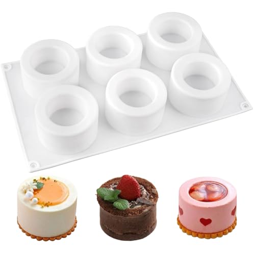 Zykra 6 Cavidades Molde de Silicona Pudding, 29 x 17 cm Bandeja para Pudding de Silicona, Antiadherent Moldes Silicona para Hornear, Reutilizables, para Chocolates, Pudín, Pasteles, Gelatina (Blanco)