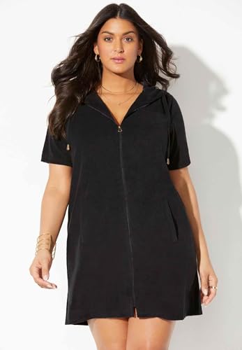 Swimsuits For All Women's Plus Size Short Sleeve Sport Alana Terry Cloth Cover Up Hoodie3