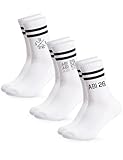 Occulto Damen & Herren Abi Tennissocken 3er Pack (Modell: Abi), Abitur Tennis Socken Schwarz Weiß 43-46