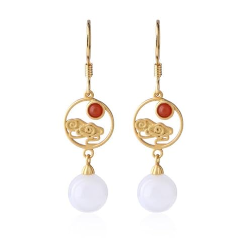 Boucles d'oreilles jade de Hetian légères anti-gêne pour sublimer les cous courts