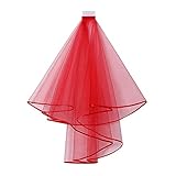 Material: Mesh. YYOBK Ts Reine Farbe Doppelschicht-Mesh-Tüll, Kurzes Hochzeitskleid Mit Kamm- Und Farbbandrand, Braut-Engagement-Hochzeits-Kopfschmuck (Color : Red)
